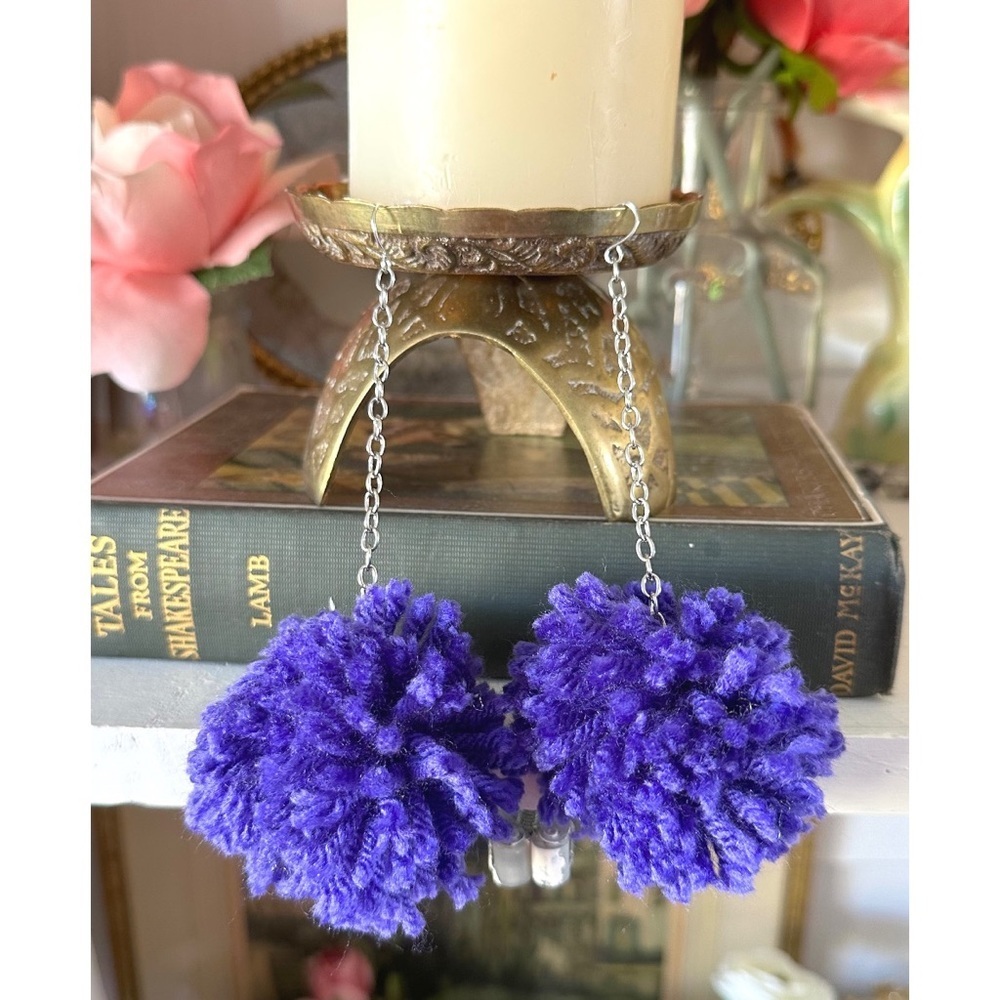 Purple Pom Pom earrings